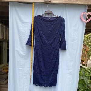 Chic Long Sleeve Navy Lace Dress